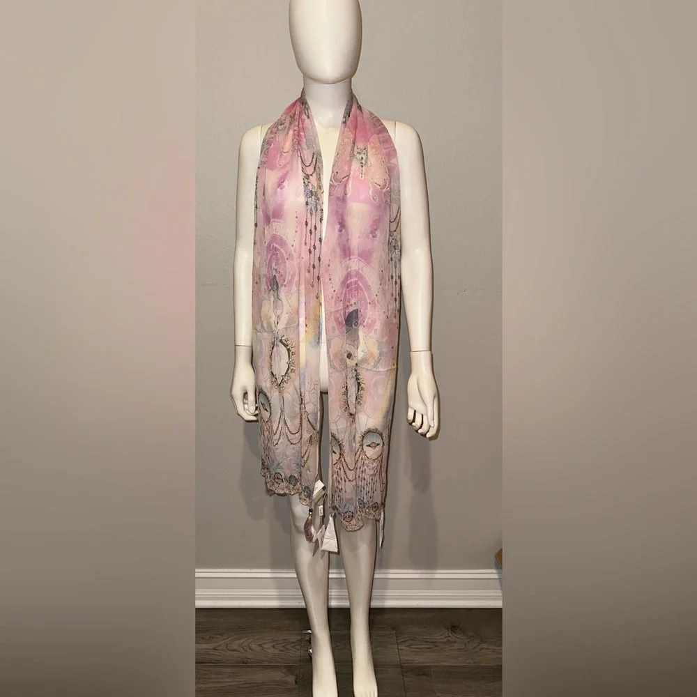 CAMILLA *Wings of Pegasus* pink celestial print silk scarf belt top headband